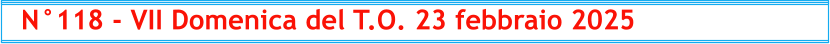 N°118 - VII Domenica del T.O. 23 febbraio 2025