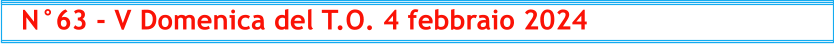 N°63 - V Domenica del T.O. 4 febbraio 2024